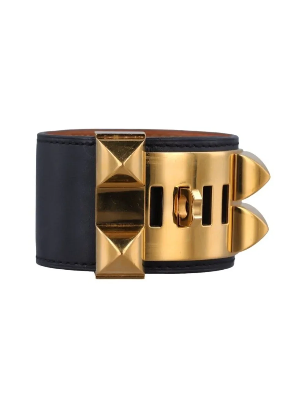Hermes Collier de Chien Black Gold Leather S Si?q Bracelet - Picture 2 of 15